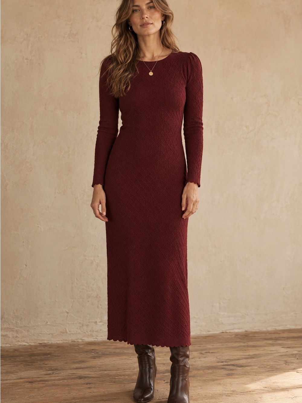 Sezane Thalia Dress - Merlot - size small